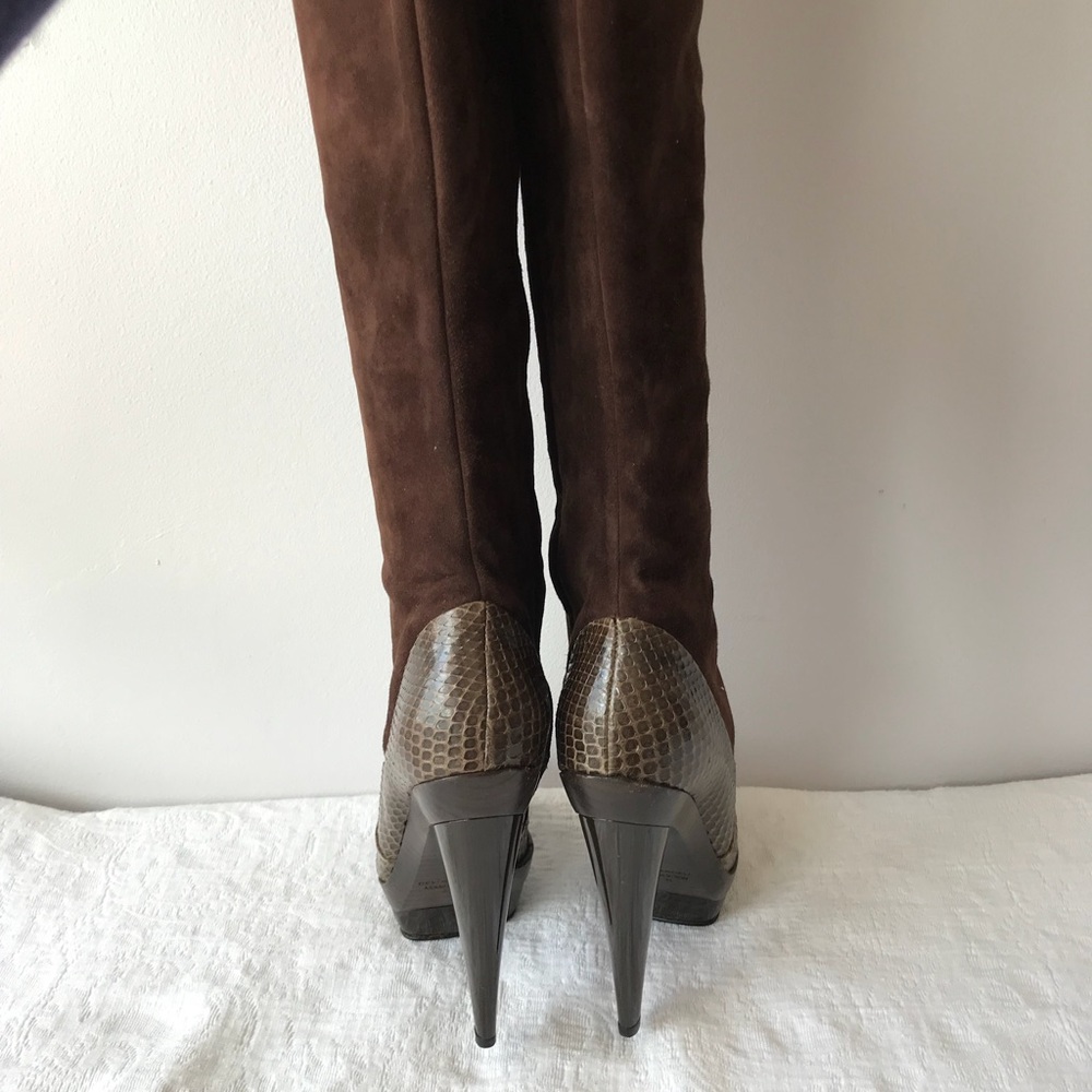 DEVI KROELL**Brown Suede Python Boots EU 37 $2850 - Picture 7 of 8